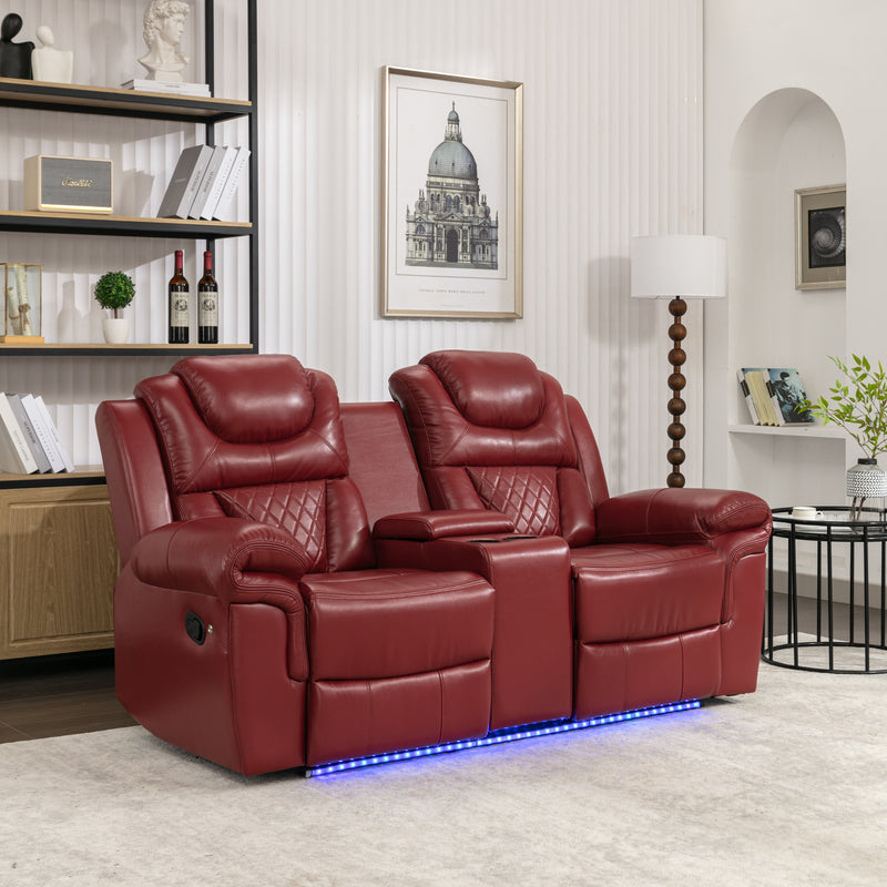Home Theater Seating Manual Recliner Loveseat with Hide-Away
