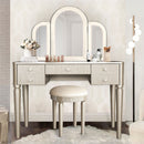 Mirrored Makeup Vanity Table Set With Adjustable Lighting And Storage