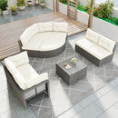 Patio Furniture Set Outdoor Daybed Rattan Sectional With Cushions And Center Table
