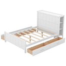 Full Size Platform Bed with Drawers and Storage Shelves, White