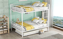 Full Over Full Metal Bunk Bed with Trundle, White