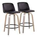 Toriano - Contemporary Fixed Height Counter Stool With Swivel & Round Footrest (Set of 2)