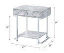 Wither - Accent Table - White Printed Faux Marble & Chrome