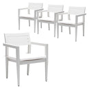Outdoor Patio Stationary Dining Chairs With Outdoo Grade Sunbrella Fabric Cushions, Tapered Feet (Set of 4) - Grayish