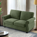 Soft Loveseat, Upholstered 2 Seater Couch, Loose Back Cushions And Turned Legs