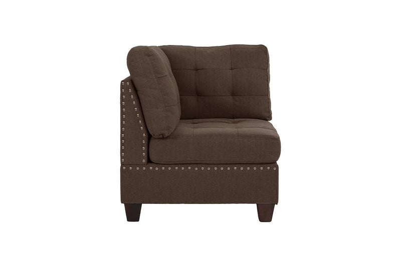 Modular Sofa Set 6pc Set Living Room Furniture Sofa Loveseat Tufted Couch Nail heads Black Coffee Linen Like Fabric 4x Corner Wedge 1x Armless Chair and 1x Ottoman