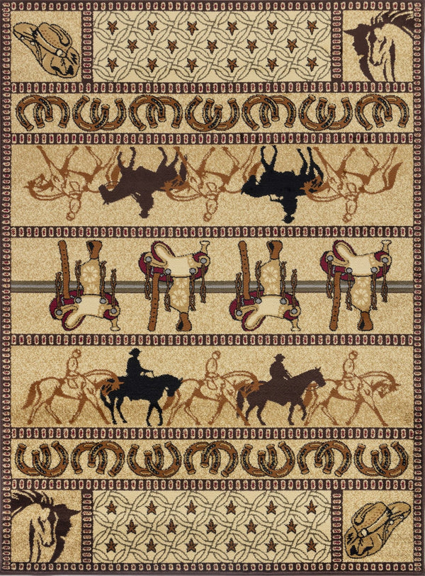 Tribes - 5'3" X 7'3" Southwest Area Rug - Beige - Polypropylene