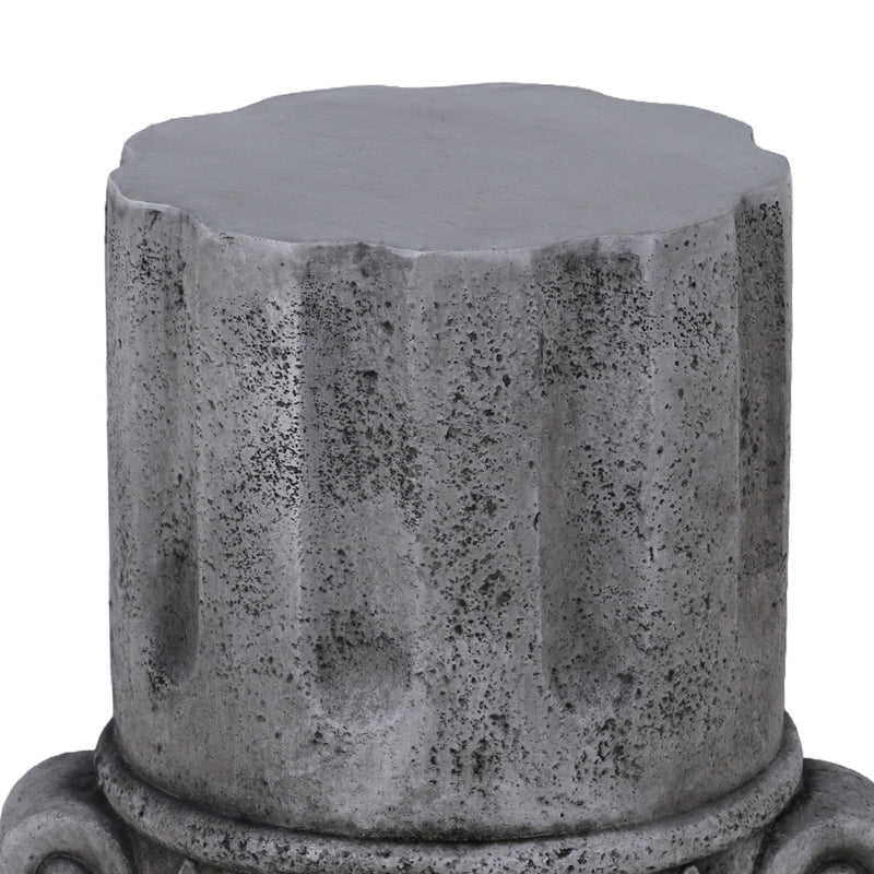 Outdoor End Table, Round Side Table For Patio And Garden - Antique Grey