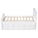 Platform Storage Bed Solid Wood Bed With 6 Drawers