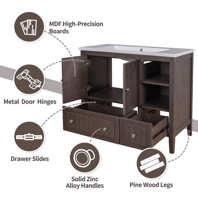 Bathroom Vanity Base Only, Solid Wood Frame And MDF Boards