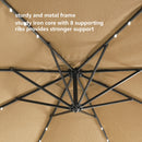 Outdoor Cantilever Patio Umbrella With 32 LED Lights 10 Ft Hanging Design Easy Open Adjustment Metal Frame - Taupe