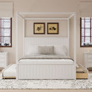 Canopy Platform Bed With Trundle And 3 Storage Drawers, 4 Post Solid Bed Frame With Headboard