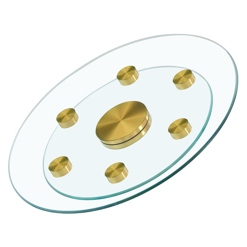 Double Layer Rotatable Round Glass Plate - Gold / Transparent
