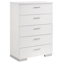 Felicity - 5-Drawer Bedroom Chest - White High Gloss - Atlantic Fine Furniture Inc