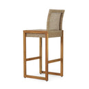 Outdoor Barstool With Rattan Wicker Top (Set of 2) - Brown