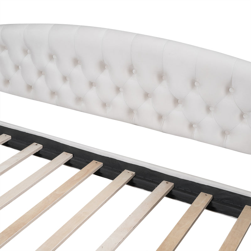 Modern Luxury Tufted Button Daybed, Full, Beige