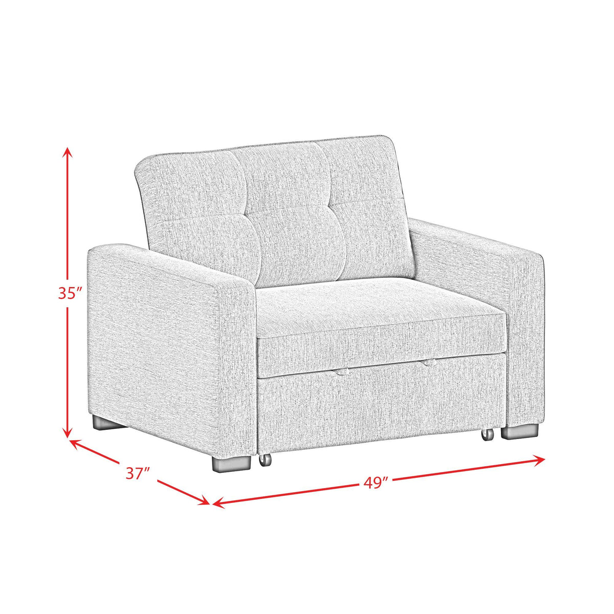 Homer Klicklak Chair With Pull Out Bed in Gray by Elements International, view 17