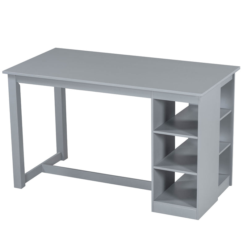 Solid Wood Farmhouse Counter Height Dining Table Set With 3 Tier Storage Shelves
