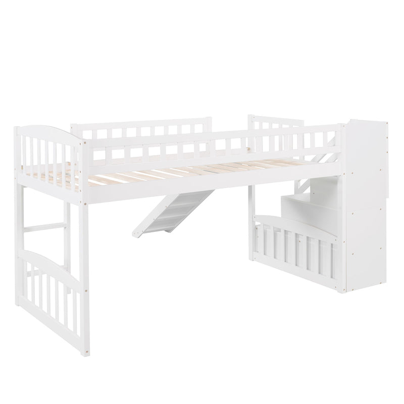 Loft Stairway Bed With 2 Drawers And Slide