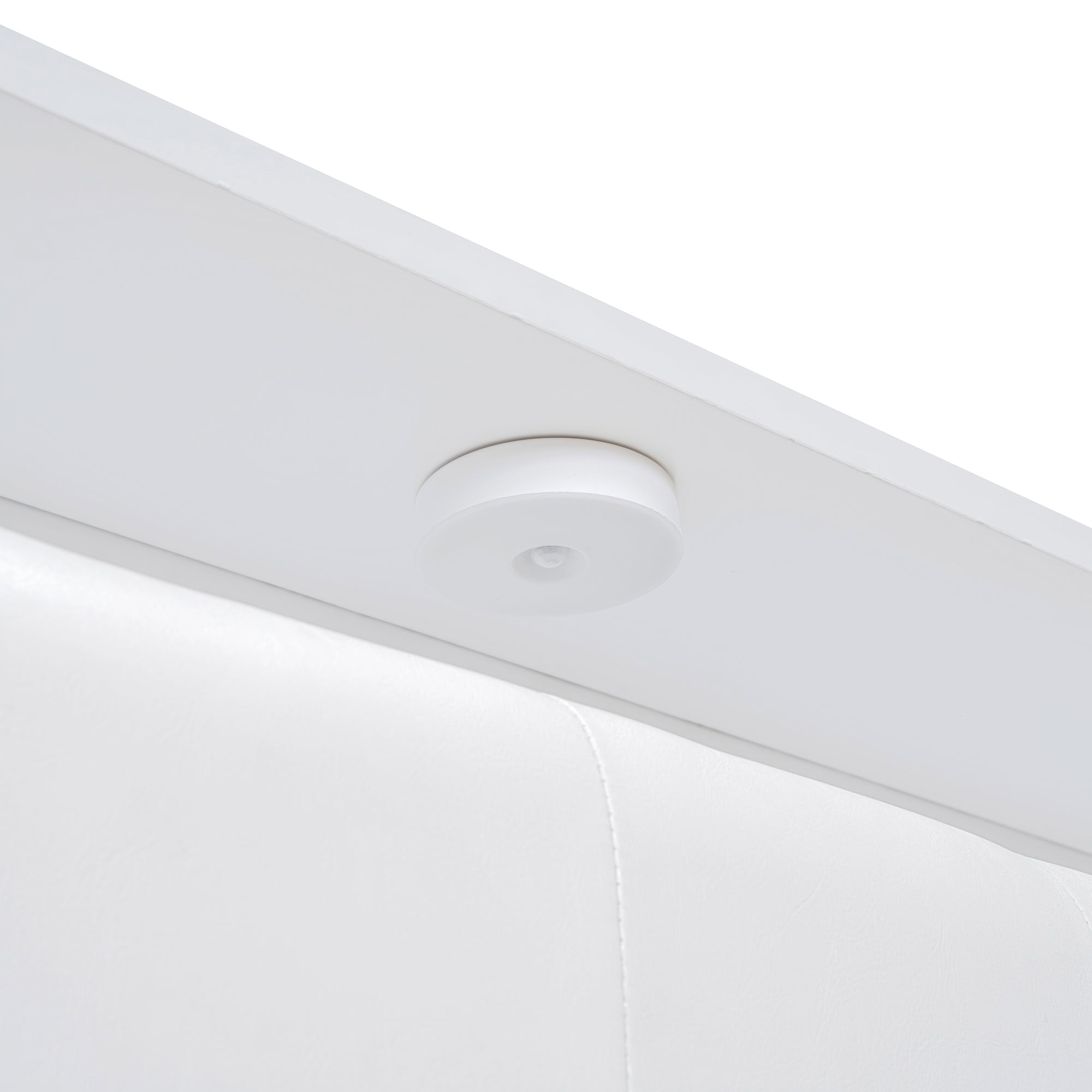 Queen Size Tufted Upholstered Platform Bed  with Storage Headboard and Hydraulic Storage System, Modern PU Storage Bed with Motion Activated Night Lights and USB Charger,White