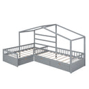 L Shape Platform Bed With 3 Storage Drawers