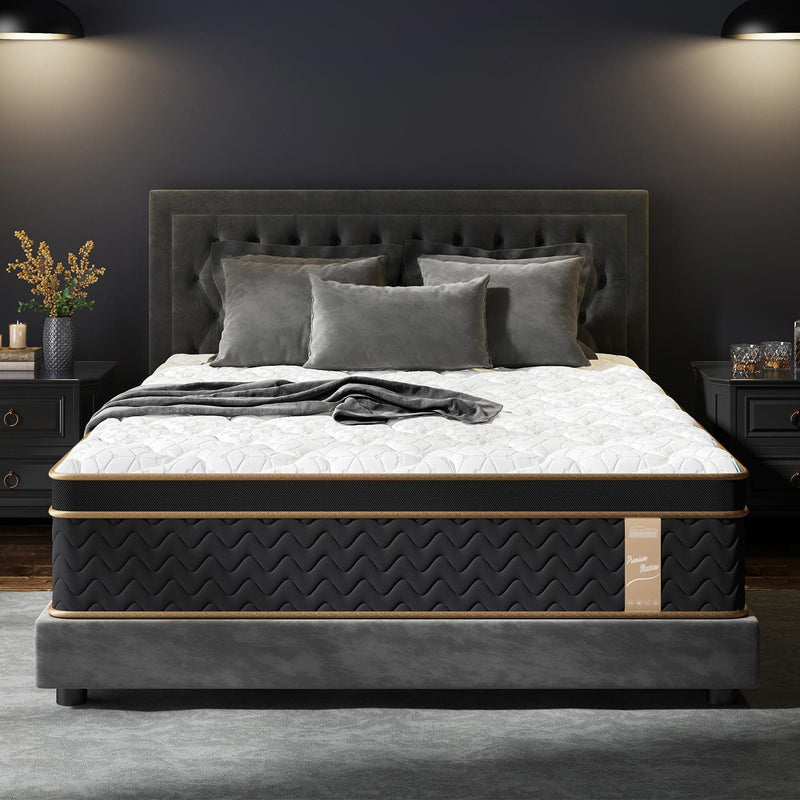 10" Full Plush Hybrid Mattresses With Gel Memory Foam, Individual Pocket Spring Motion Isolation Edge Support - White / Black