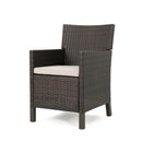 Outdoor Rattan Dining Chair With Straight Legs And Sloped Arms