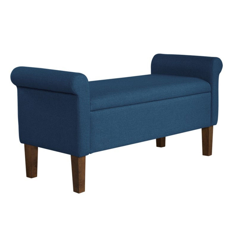 Upholstered Storage Bench With Rolled Armrests