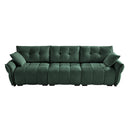 Elegant 3 Seater Sofa Set & Pillows Frame, High Rebound Cushions - Textured Green