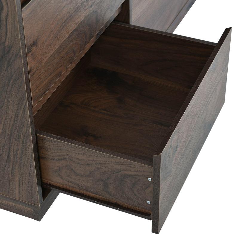 Mid-Century Modern 9 Drawers Dresser, Dark Brown