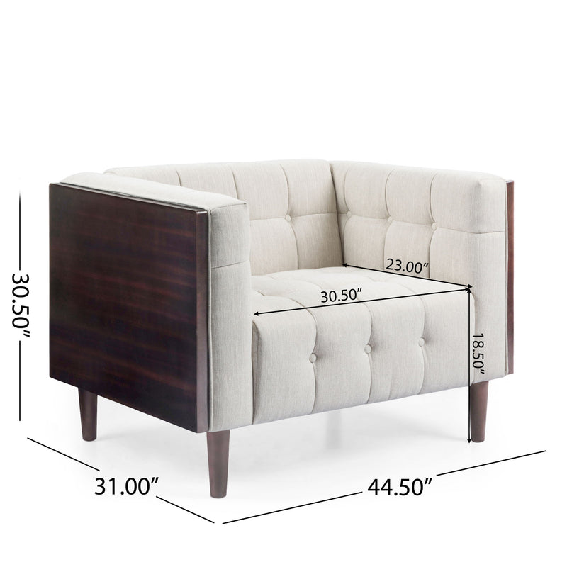 Contemporary Club Chair With Button Tufted Waffle Stitch