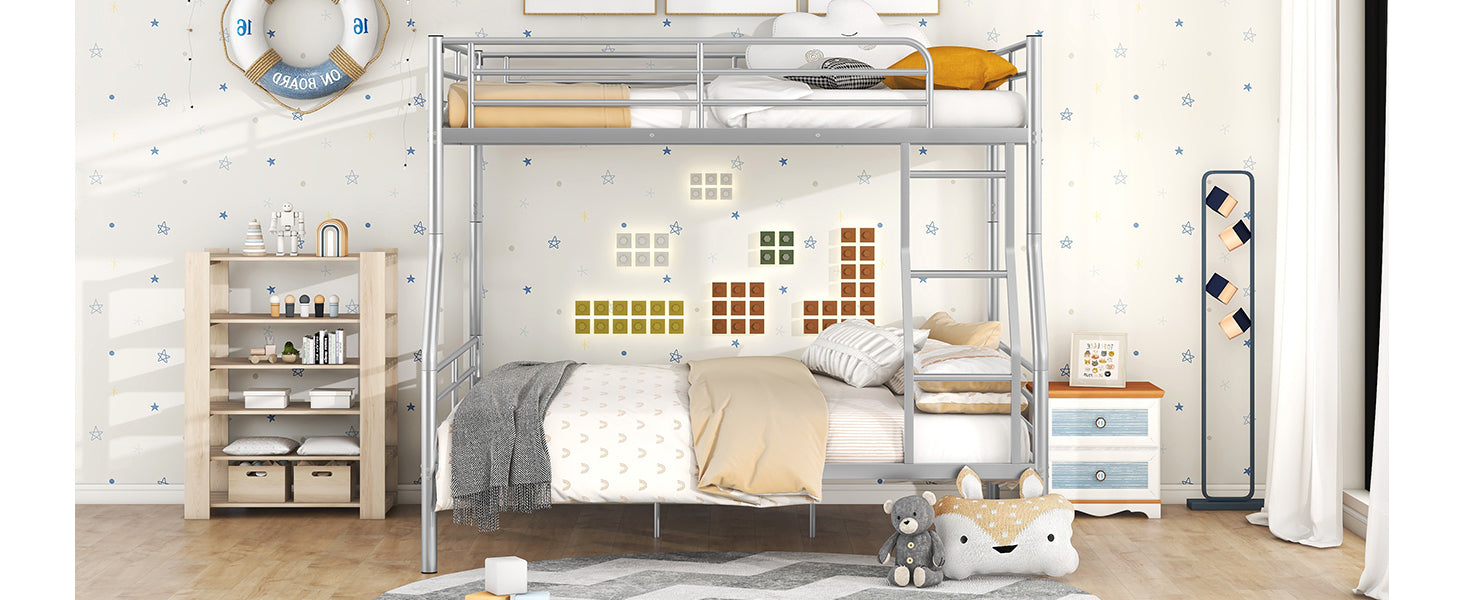 Full XL Over Queen Metal Bunk Bed, Sliver - Atlantic Fine Furniture Melbourne FL