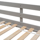 Twin over Twin House Bunk Bed with Roof , Window, Window  Box, Door , with Safety Guardrails and Ladder, Grey