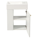 Floating Bathroom Vanity With Resin Basin, Left Side Storage - White