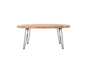 Oval Natural Reclaimed Wood Foldable Cocktail Table For Your Living Room - Natural