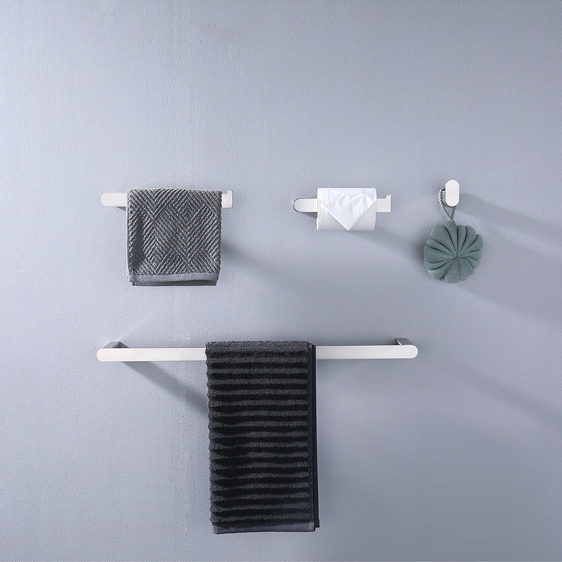 Modern Brushed Wall Mounted Bathroom Hardware Set With Robe Hook, Towel Rail, And Tissue Paper Holder