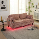 Chenille 2 Seater Sofa With LED Light, USB Charging Port, And Storage Bag