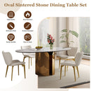 Steel Base Oval Sintered Stone Dining Table With 4 Chairs