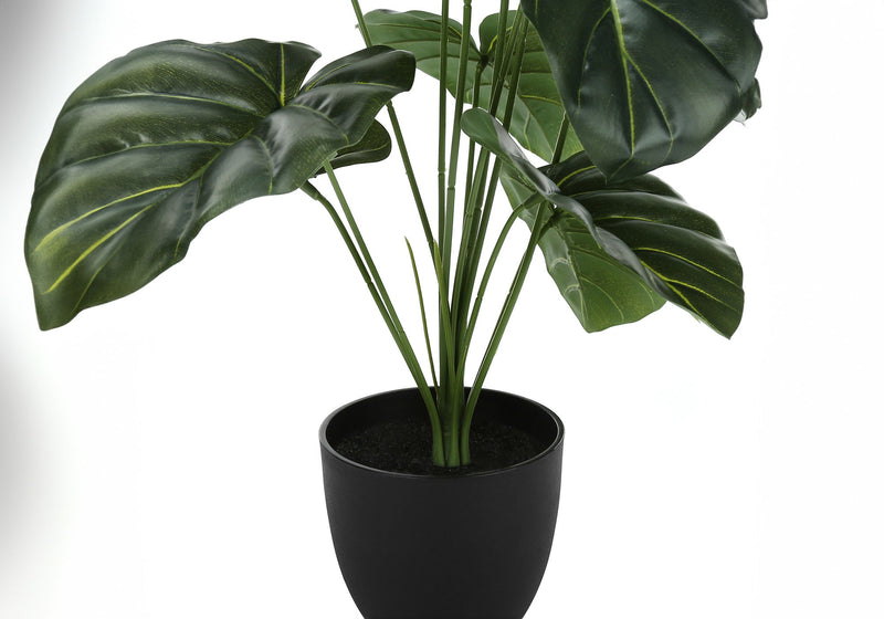 Artificial Plant, 24" Tall, Alocasia, Indoor, Faux, Fake, Table, Greenery, Potted, Real Touch, Decorative - Green / Black