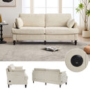 Chenille 2 Seater Sofa With LED Light, USB Charging Port, And Storage Bag
