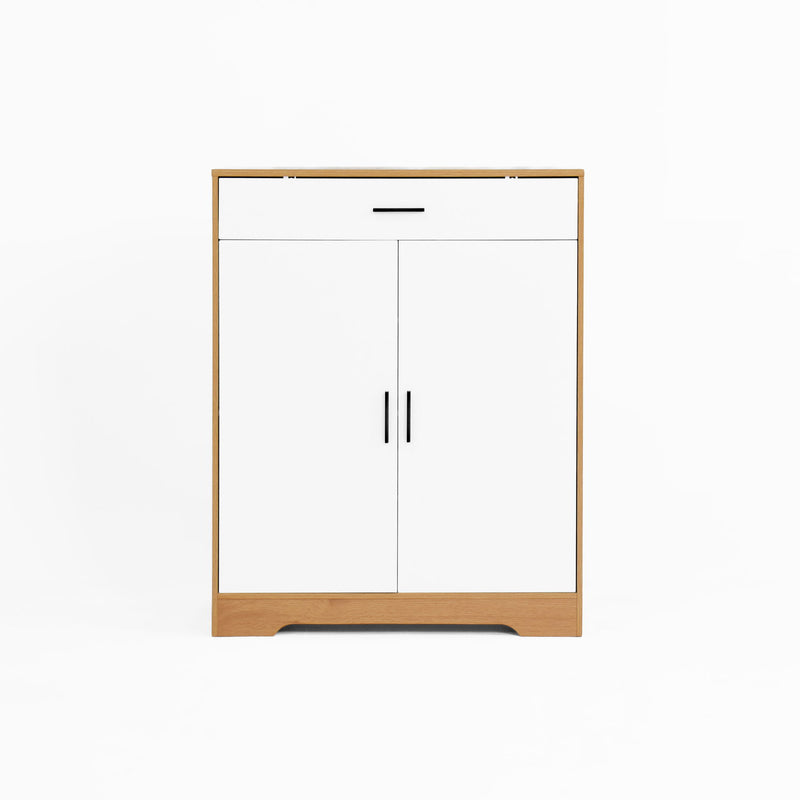 Freestanding Wooden Shoe Cabinet, 4 Tier Organizer With Drawer