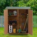 Outdoor Storage Shed With Lockable Door, Wooden Tool Storage Shed With Detachable Shelves & Pitch Roof