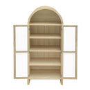 Tall Arched Kitchen Pantry, Modern Farmhouse Wood Kitchen Storage Cabinets, Arched Storage Display Cabinet With Adjustable Shelves, Versatile Cupboard For Kitchen, Dining Room - Natural