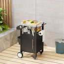 Outdoor Grill Cart With Storage, Rolling Bar Cart With Hooks And Spice Rack Stainless Steel