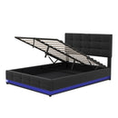 Full Size Tufted Upholstered Platform Bed with Hydraulic Storage System,PU Storage Bed with LED Lights and USB charger, Black