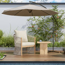 Modern Curved Aluminum Lounge Chair With Stylish Rope Weave Design And Cushioned Comfort For Outdoor