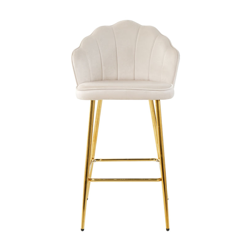 Elegant Shell Shape Velvet Bar Chair (Set of 2)
