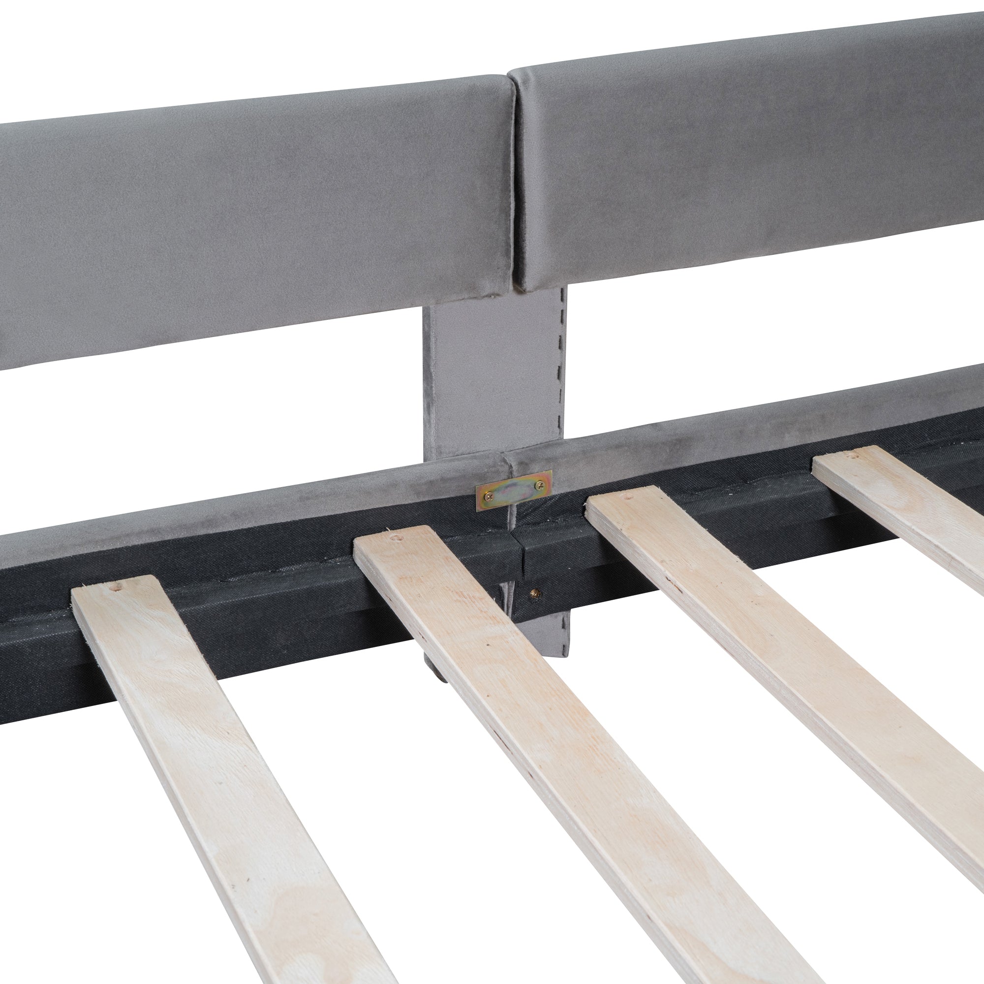 Twin Size Upholstered Daybed with Classic Stripe Shaped  Headboard, Gray - Atlantic Fine Furniture Melbourne FL