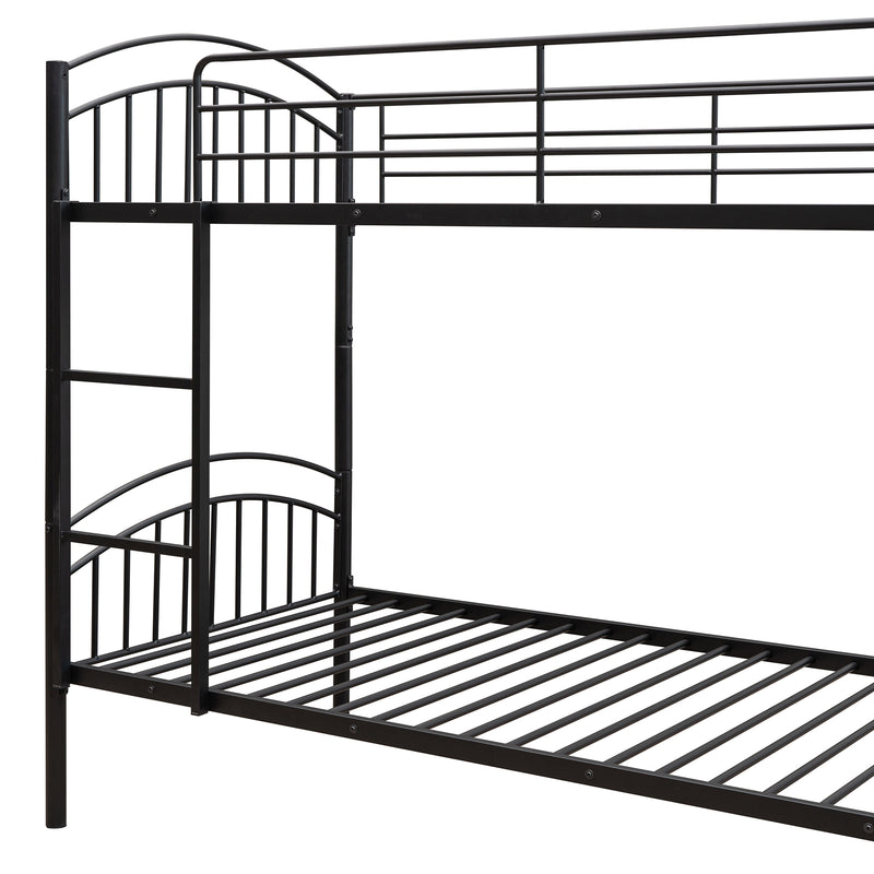 Twin Over Twin Metal Bunk Bed,Divided into Two Beds(Black){OLD SKU:MF280424AAB}