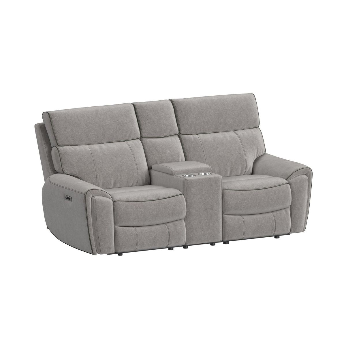 Jackpot P1 Loveseat With Console in Explore Light Gray by Elements International